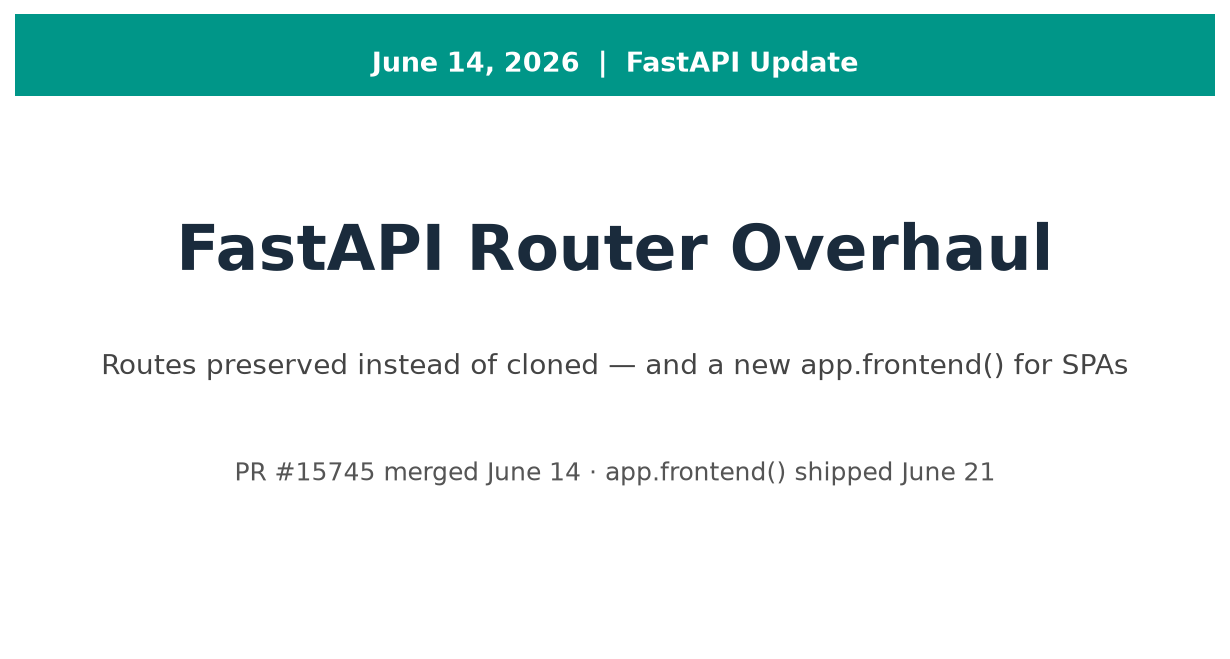 FastAPI's router overhaul in June 2026: what changed and why it matters