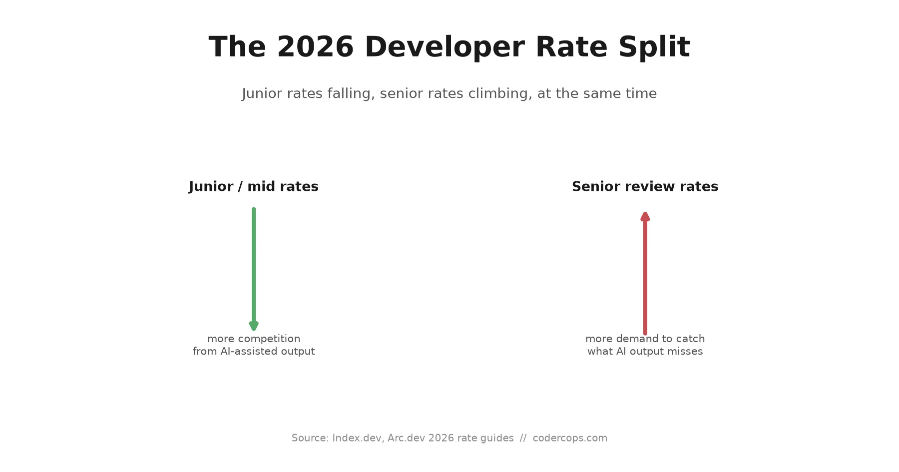 The 2026 Developer Rate Split: Junior Rates Are Falling, Senior Rates Are Climbing