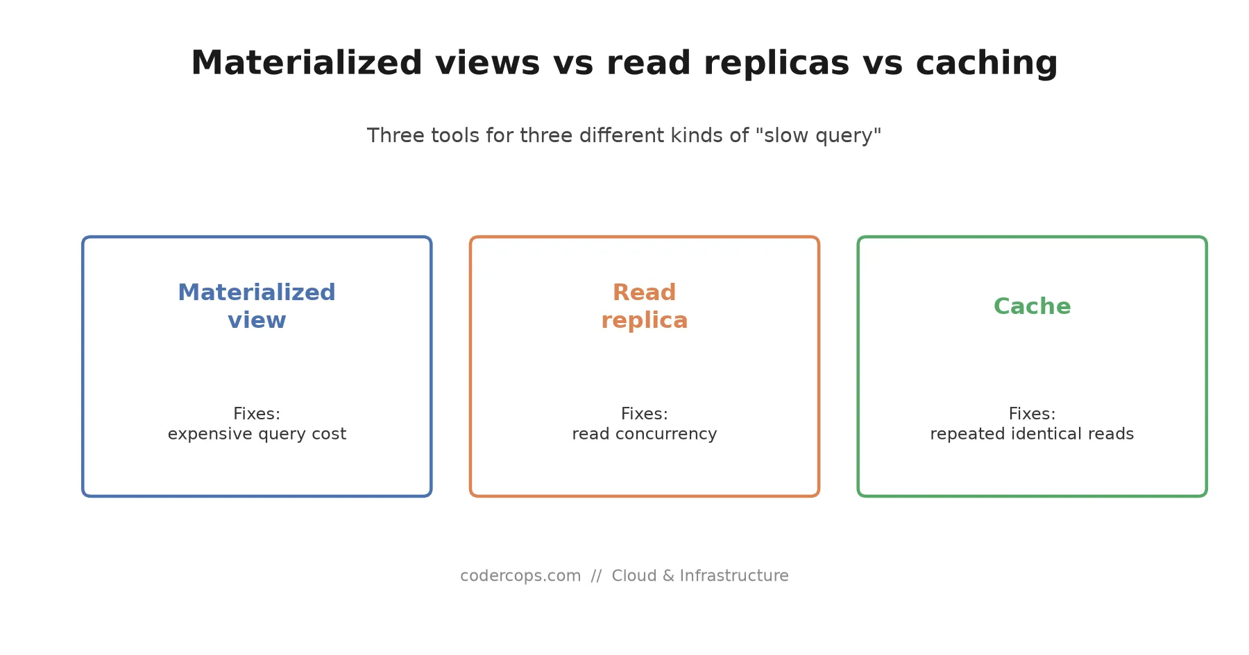 Materialized Views vs Read Replicas vs Caching